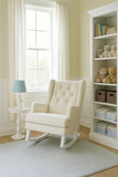 Jamestown Wingback Rocker With  Natural Denim Fabric & Buttons Made In Canada!