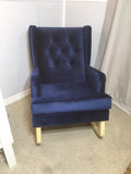 Jamestown Wingback With  Velvet Fabric & Buttons