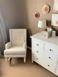 Jamestown Wingback With Oatmeal Linen & Buttons A Fantastic Neutral Look