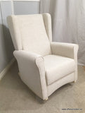 Chelsea Rocking Chair Rocker With Oatmeal LInen fabric MADE IN CANADA!