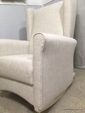 Chelsea Rocking Chair Rocker With Oatmeal LInen fabric MADE IN CANADA!