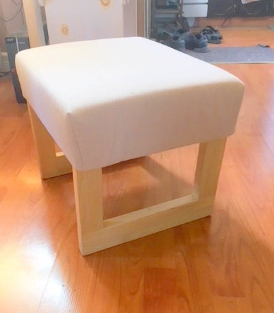 Modern Ottoman/Stool With Denim Or Canvas Fabric