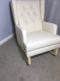 Jamestown Wingback Rocking Chair Rocker With Natural Canvas Fabric & Buttons FREE SHIPPING!