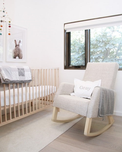 Naptime Rocker Rocking Chair with Oatmeal Linen Fabric Crafted In Canada!
