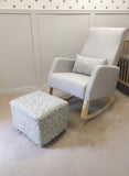 JAN SPECIAL Naptime Rocker Plus Ottoman Gray Canvas Plus Gray Hearts