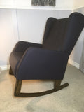 Great Deal! Manhattan Wingback Rocker in Twill or Denim Fabric With Smooth Back