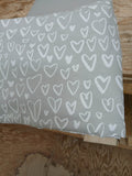 JAN SPECIAL Naptime Rocker Plus Ottoman Gray Canvas Plus Gray Hearts