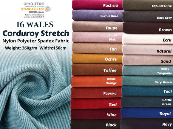 Brooklyn Glamour Model Wingback NEW!  Luxury Corduroy Fabric In 24 Colours