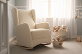 Brooklyn Wingback Rocker Rocking Chair With Teddy/Sherpa Fleece Fabric
