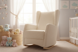 Brooklyn Wingback Rocker Rocking Chair With Teddy/Sherpa Fleece Fabric