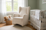 Brooklyn Wingback Rocker Rocking Chair With Teddy/Sherpa Fleece Fabric