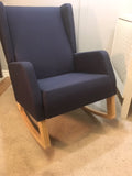 Great Deal! Manhattan Wingback Rocker in Twill or Denim Fabric With Smooth Back