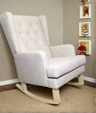 Jamestown Wingback Rocker With Linen & Button-tufted Back (Oatmeal/Grey Linen) FREE SHIPPING!